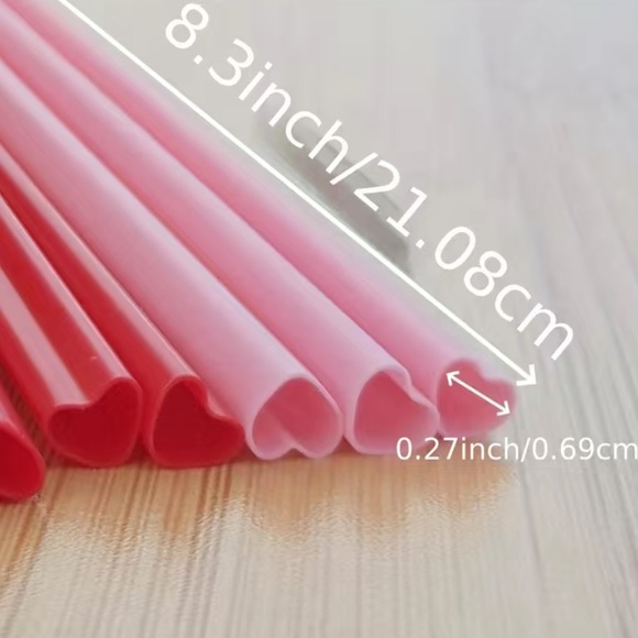 10pcs Heart-Shaped Pink Straws - Picture 5 of 5